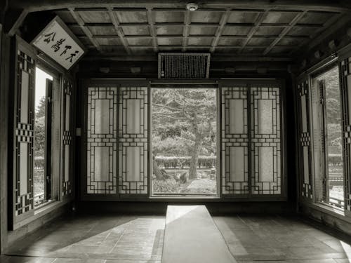 Fotobanka s bezplatnými fotkami na tému architektúra, ázijská architektúra, čiernobiely