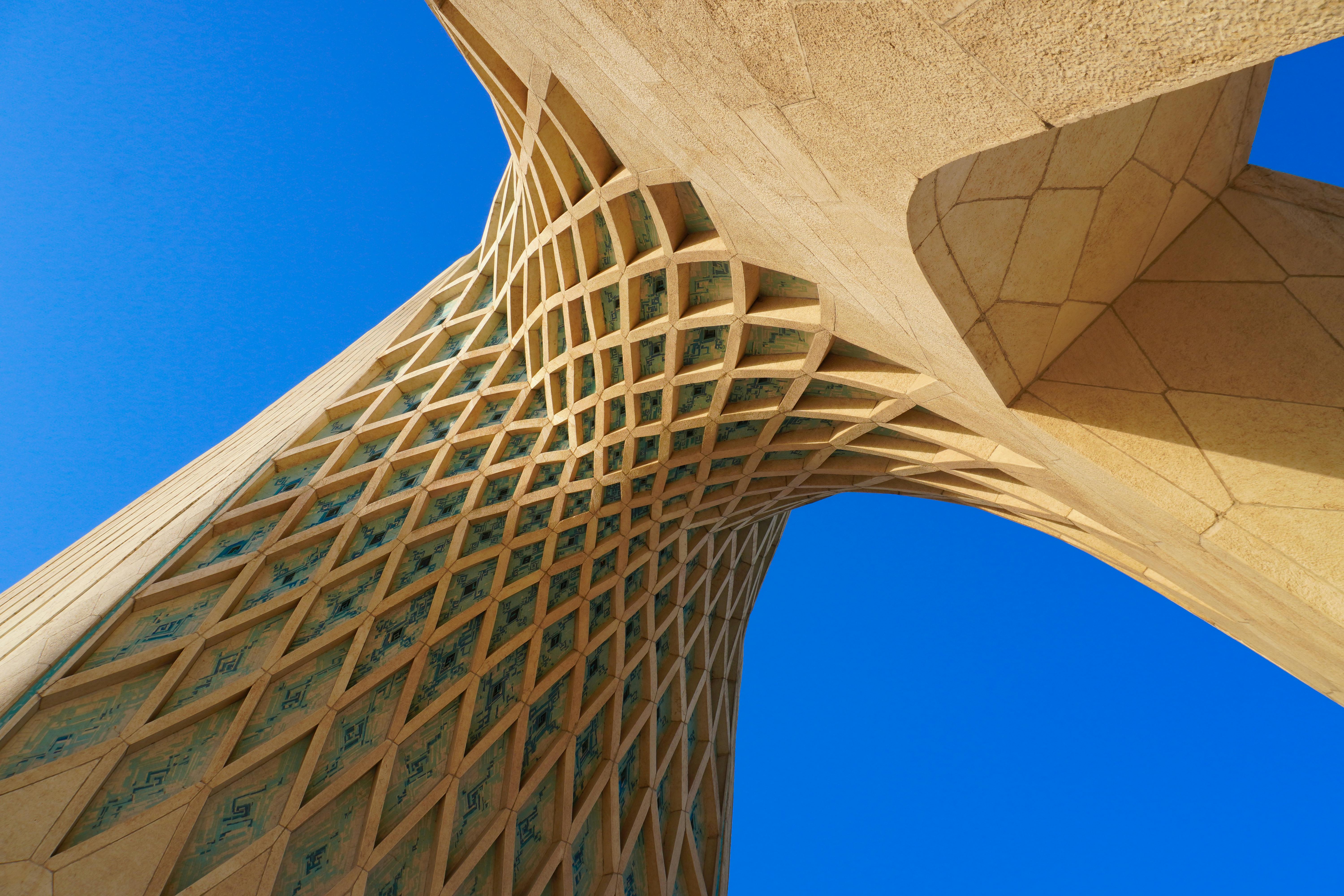 low angle shot of azadi tower under blue sky