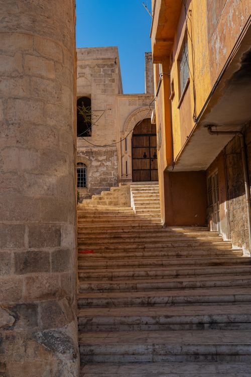 Free Stunning view of the historic architecture and stone stairway in Mardin, Turkey. Stock Photo