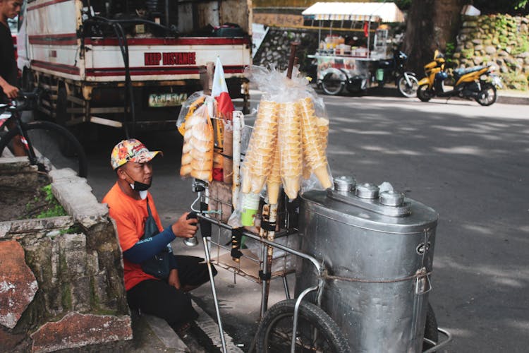 Ice Cream Vendor On Road 