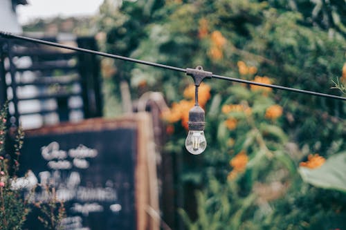 Free A Hanging Dusty Light Bulb Stock Photo