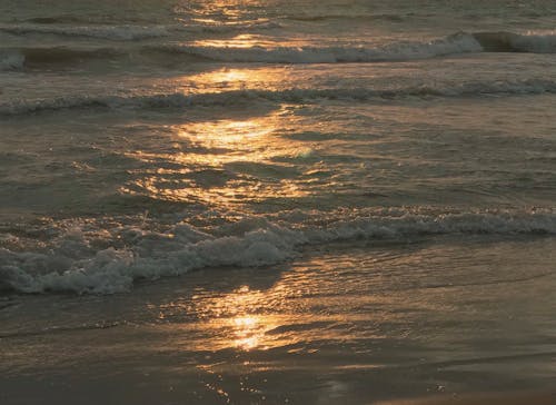 Ocean Waves Crashing on the Shore in Close-up Photography