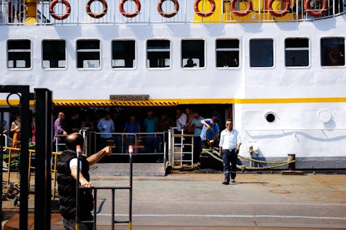 People on Ferry in Port