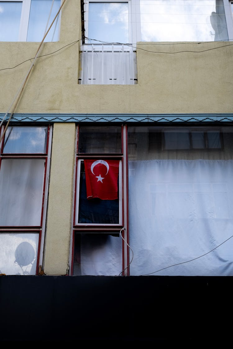 Turkish Flag On Building Wall