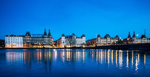 City Skyline Across the Lakes in Copenhagen Denmark