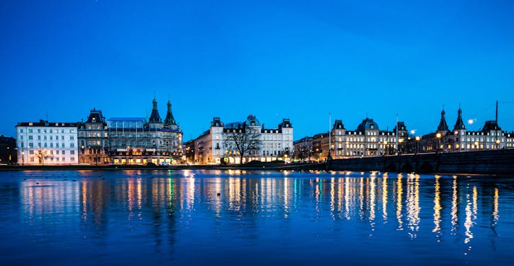 City Skyline Across The Lakes In Copenhagen Denmark