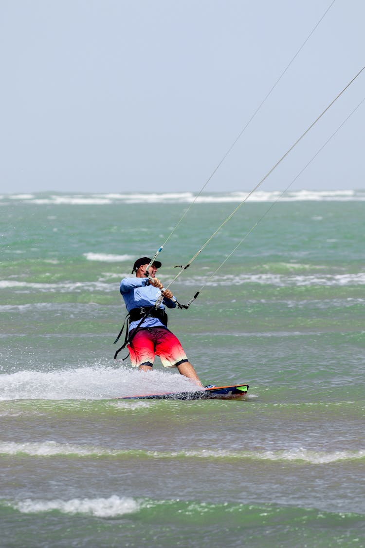 A Man Doing Kite Surfing