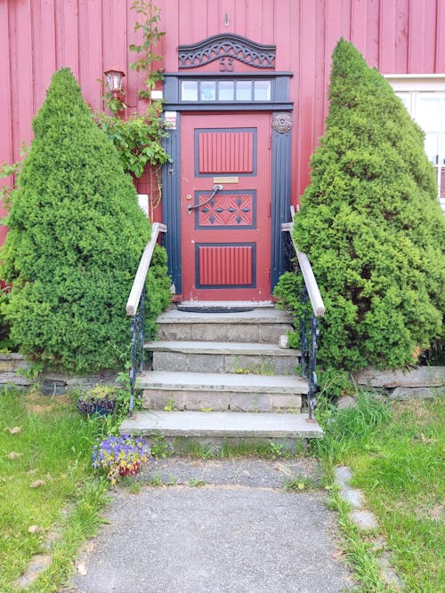 Red Wooden Door of a House