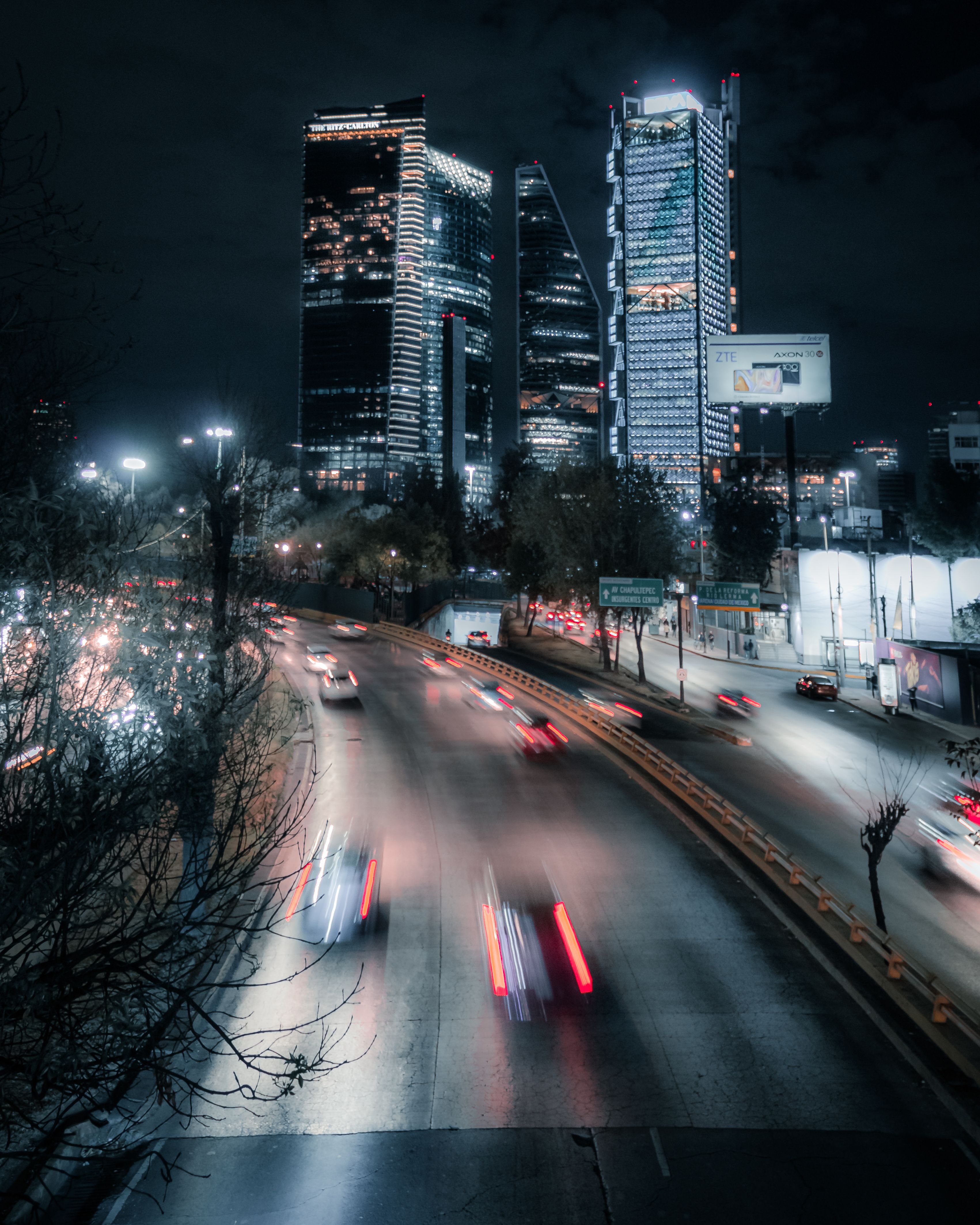 Skyline View of City Skyscrapers at Night · Free Stock Photo