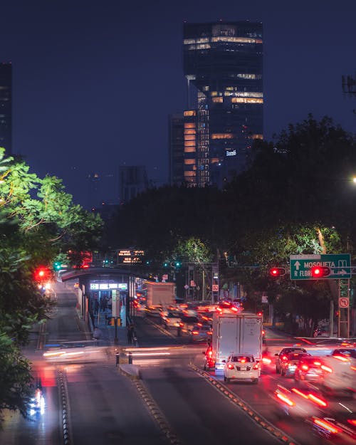 Cars on a Street at Night 