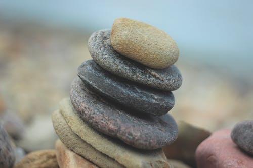 Stacked beach stones