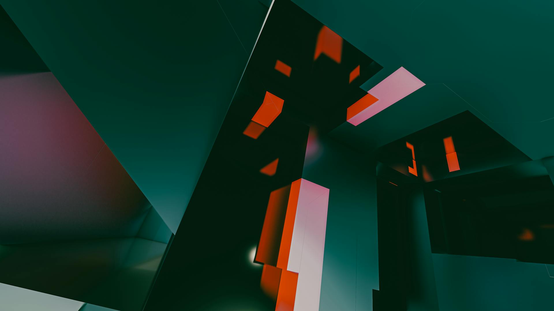 Vivid and modern abstract 3D render with futuristic geometric shapes.