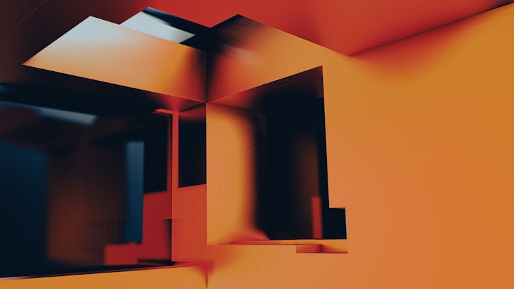 Geometry Room In Orange Light 