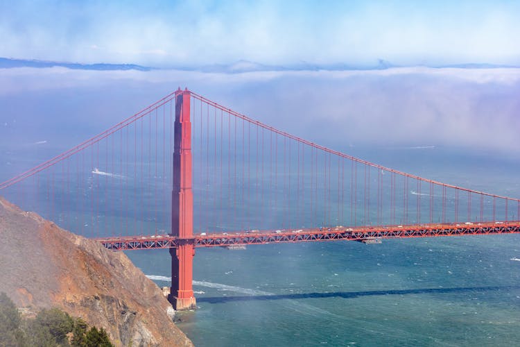 Red Bridge Over River