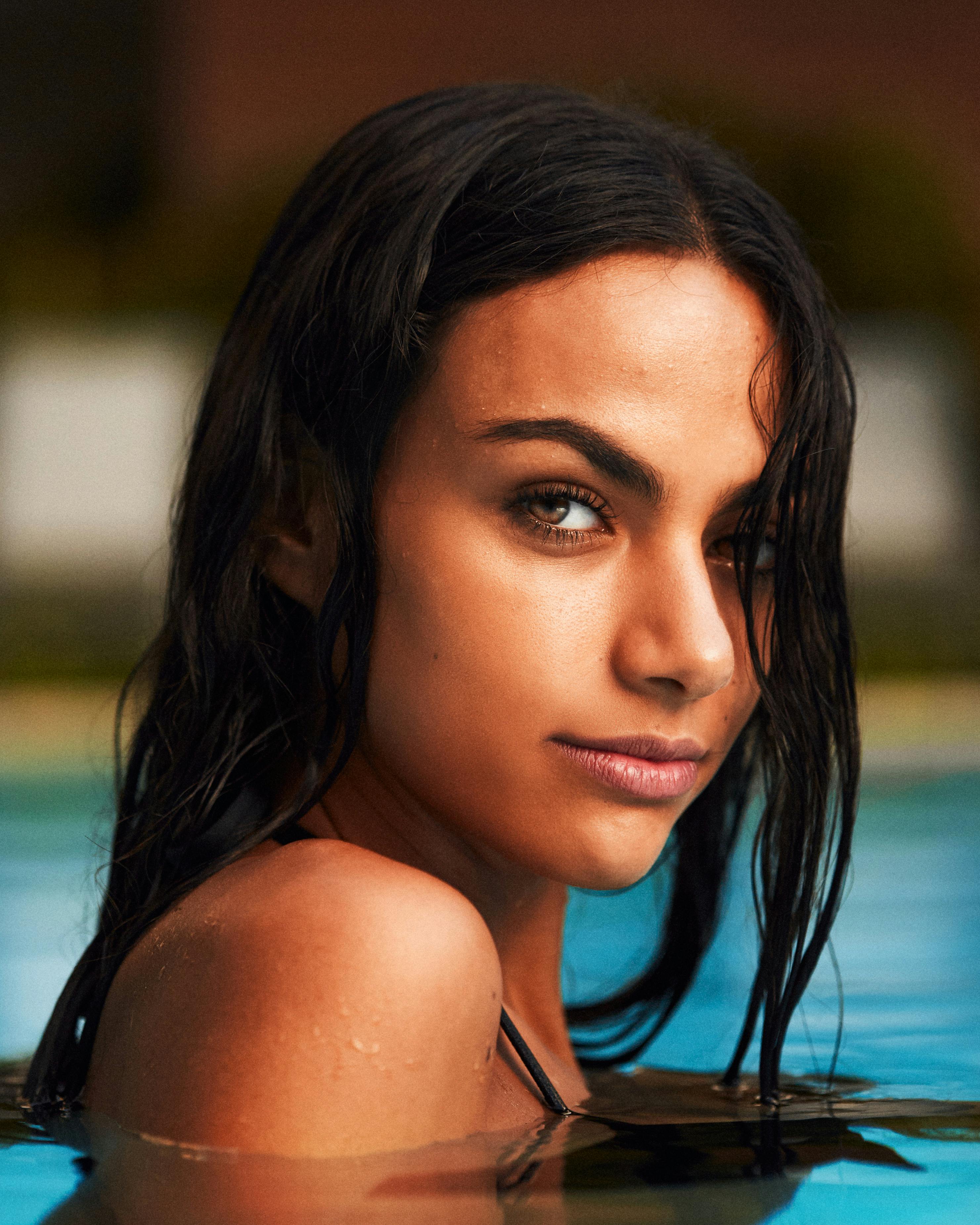 portrait of woman in swimming pool