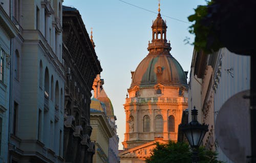 Buildings on Street St. Stephens Basilica, Budapest, Hungary