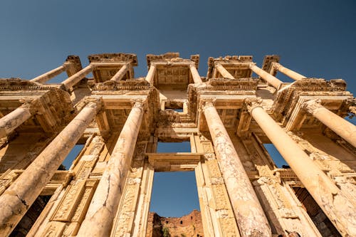 Low Angle Shot of Library of Celsus