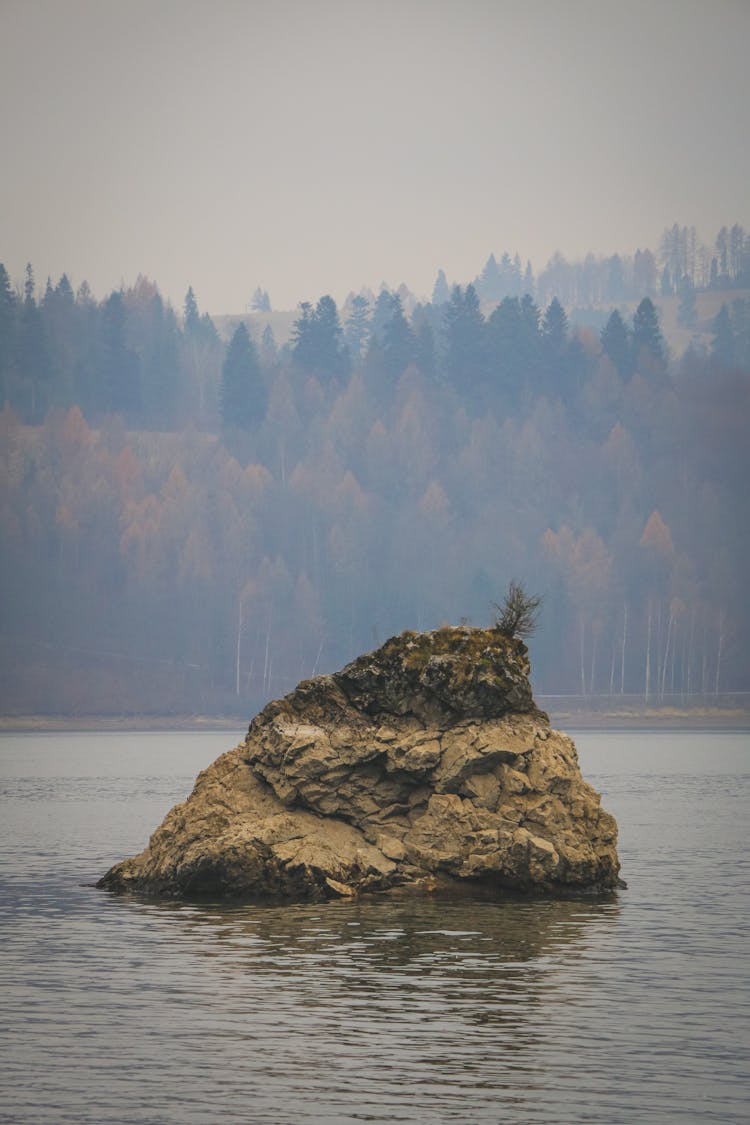 Rock Formation On Body Of Water