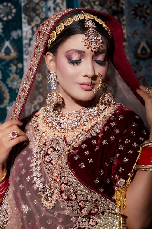 Free Portrait of a Bride in Traditional Wear Stock Photo