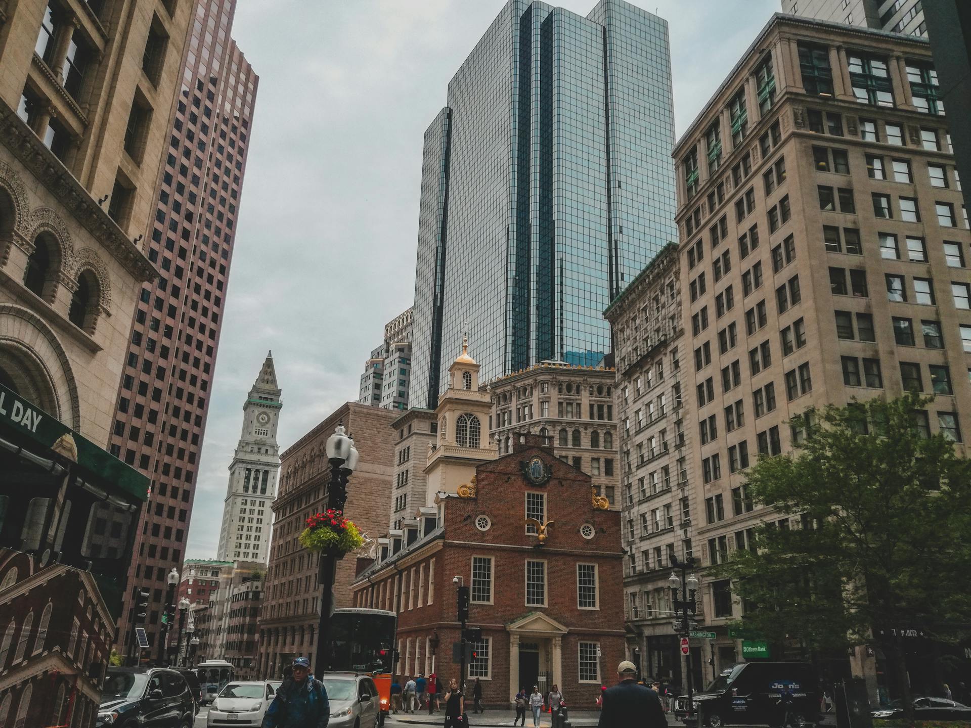 Low Angle Shot of a Boston City Skyline