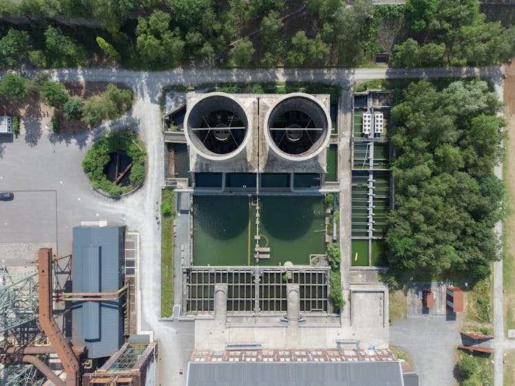 Aerial View Of Sewage Industrial Facility