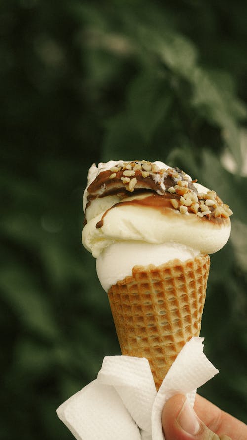 Free Vanilla Ice Cream on Cone Stock Photo