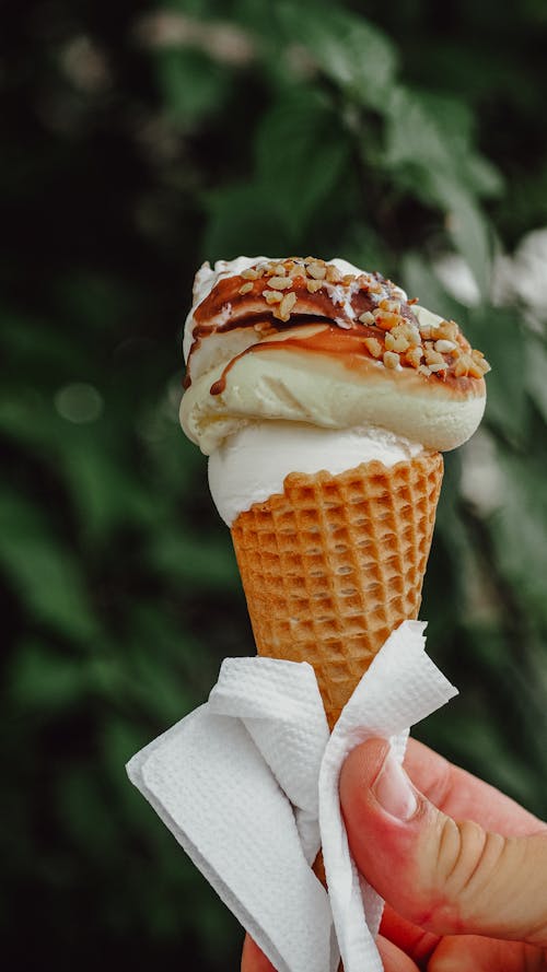 Brown and White Ice Cream Cone