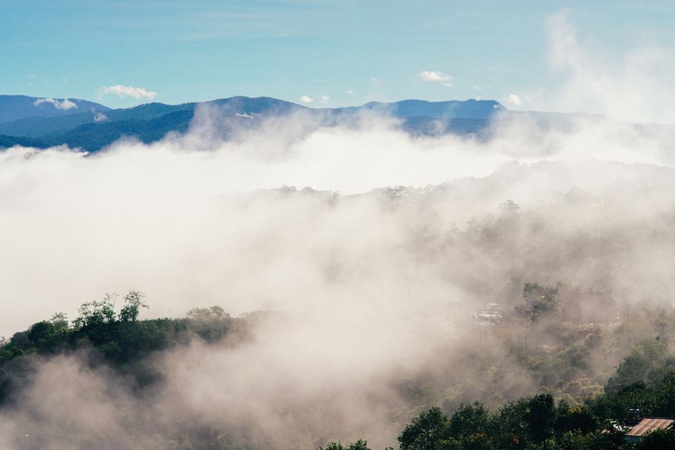 Morning light breaks over the Caldera valley — the window between bajareque and afternoon cloud is Boquete's golden hour