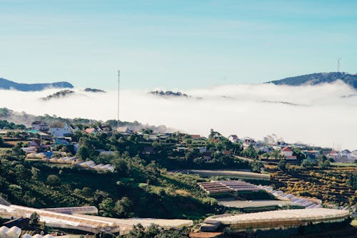 Town in Sunlight Covered with Clouds 