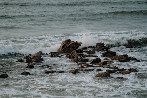 Brown Rocks on Seashore