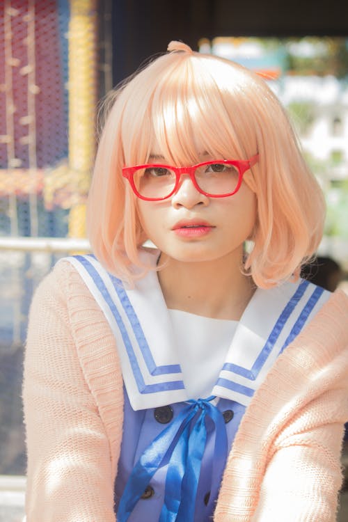 Woman Wearing Red Framed Eyeglasses