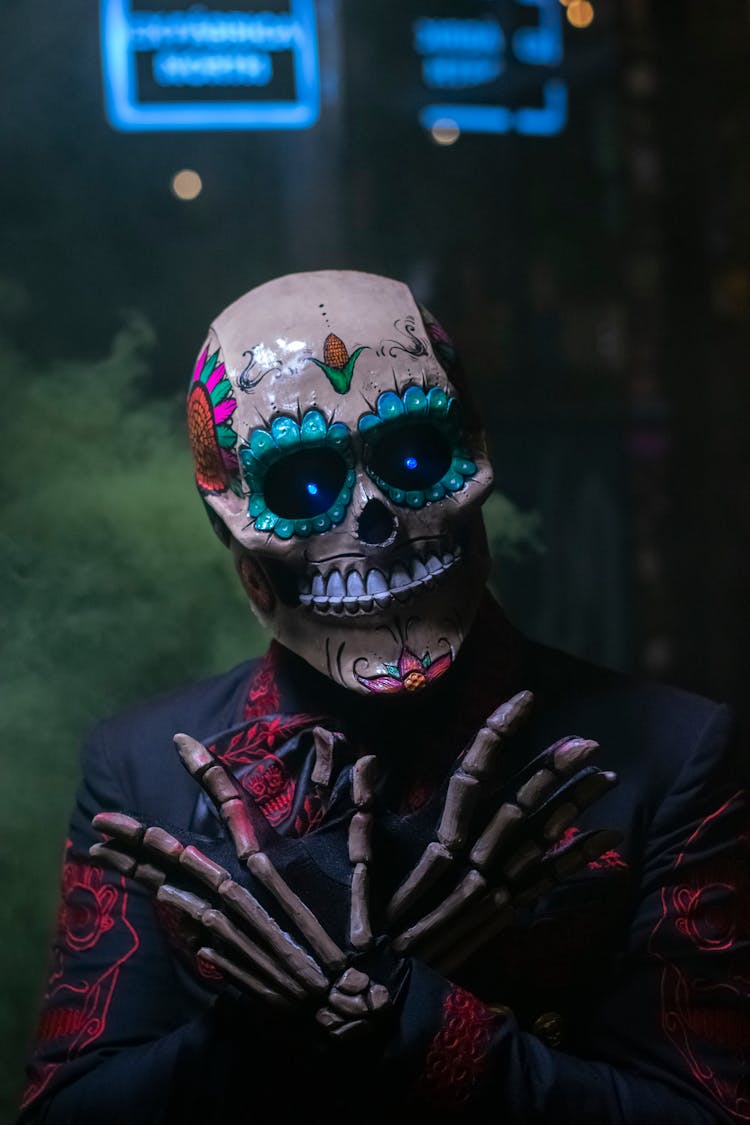 Man In A Dia De Los Muertos Calavera Costume 