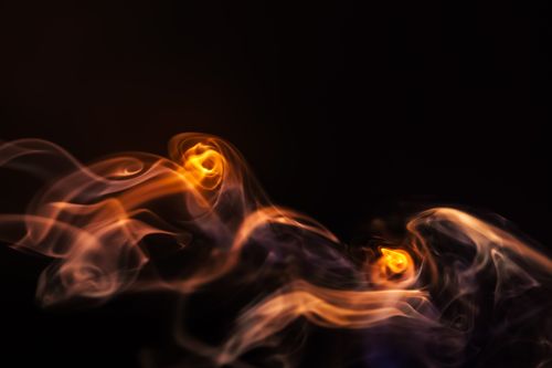 Free Abstract image capturing the swirling motion of fire and smoke against a dark background. Stock Photo