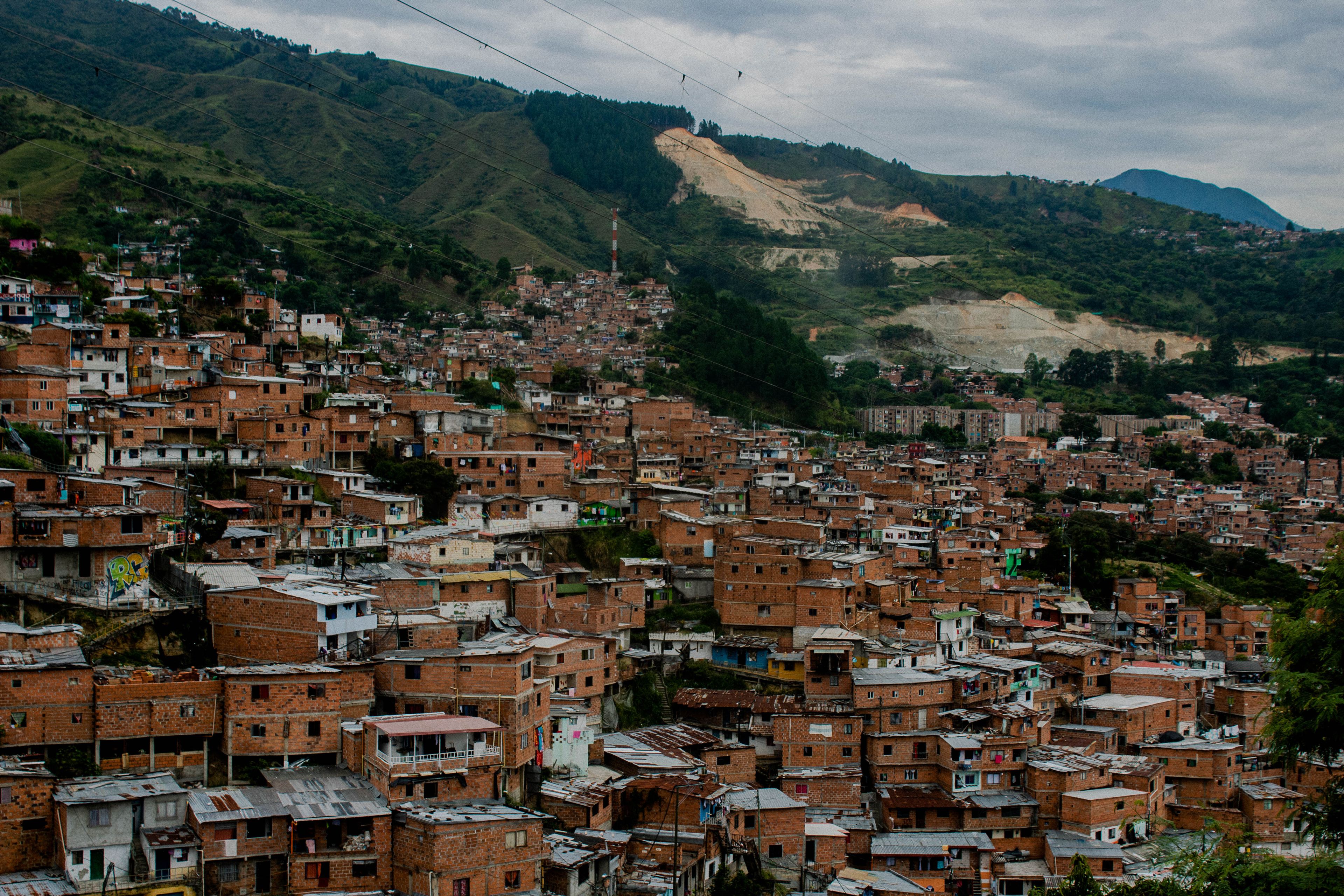 Medellín hillside comunas aerial