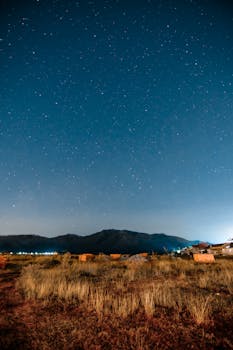 A breathtaking view of a starry night sky over scenic mountains, ideal for travel and nature lovers.
