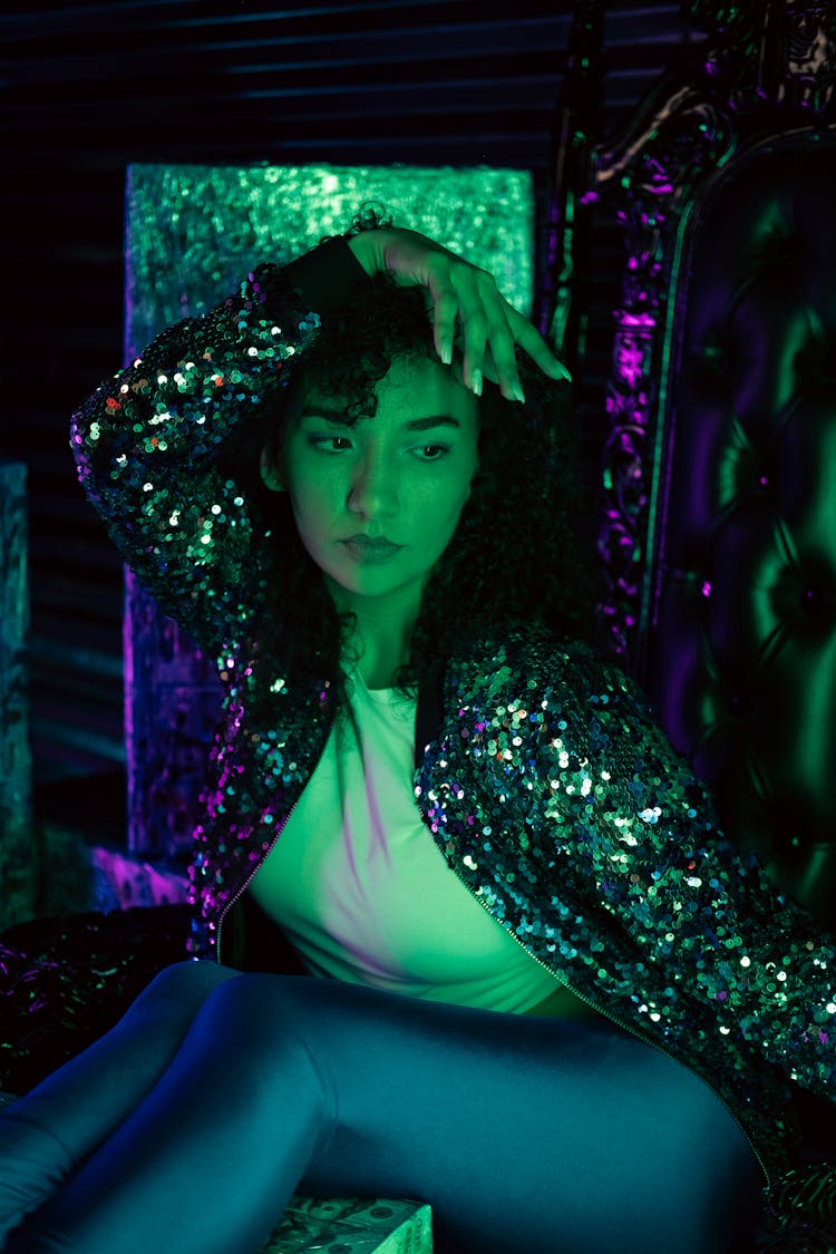 Young Woman In A Sequin Jacket