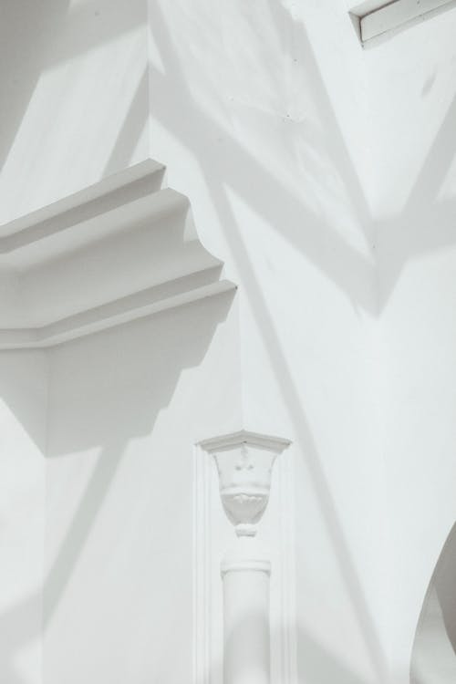Free Architectural Details of a White Classical Building Stock Photo