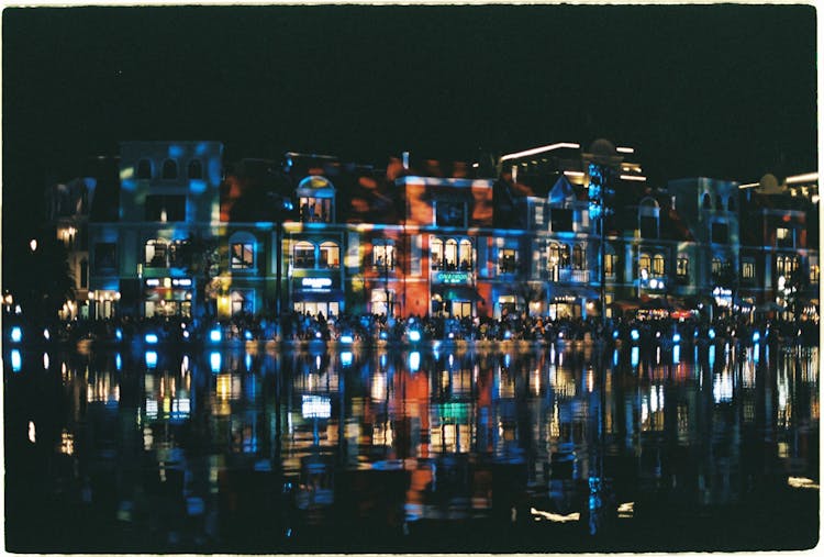 City Buildings In Lights At Night