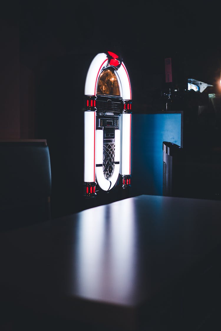 Jukebox In Dark Restaurant