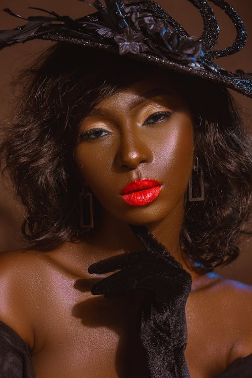 Close-Up Shot of a Beautiful Woman with Red Lips