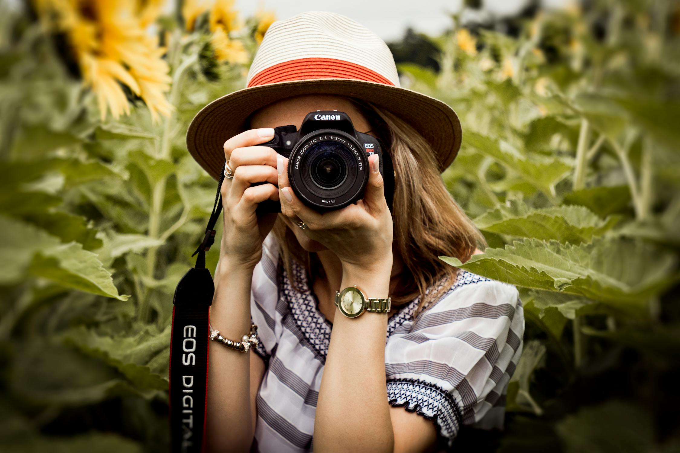 a lady clicking a photo