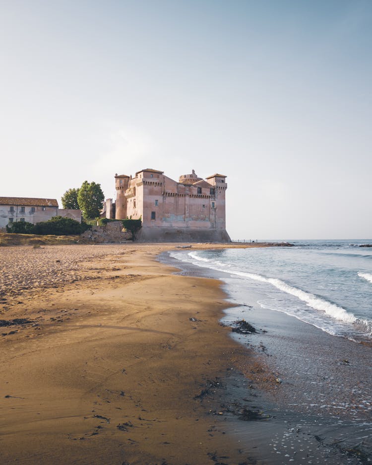 Santa Severa Castle In Front Of The Ocean