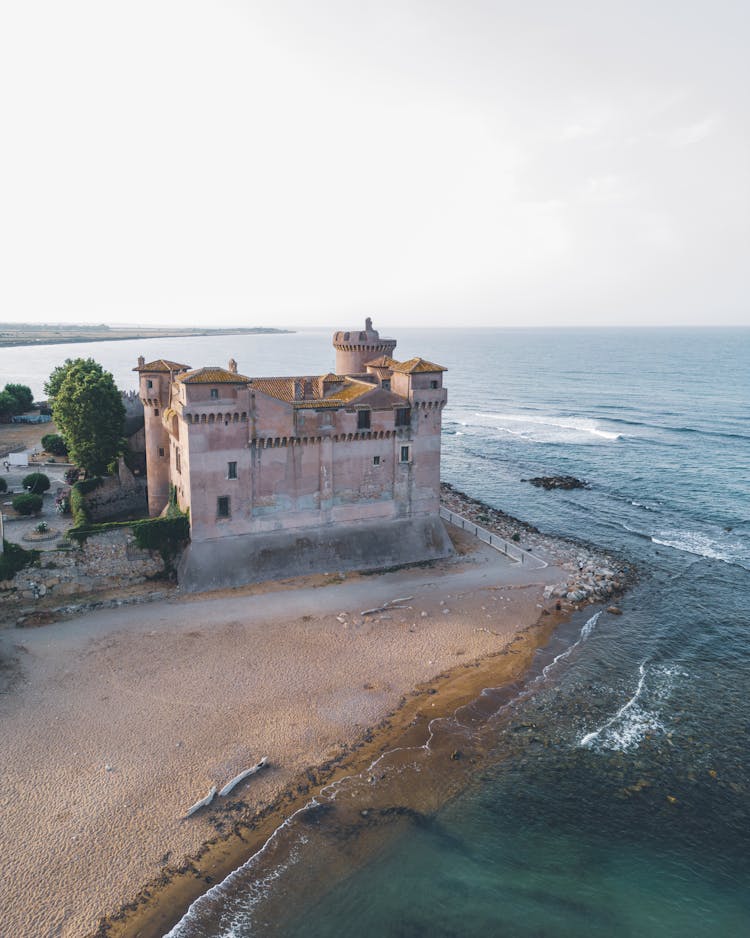 Aerial Shot Of Santa Severa Castle