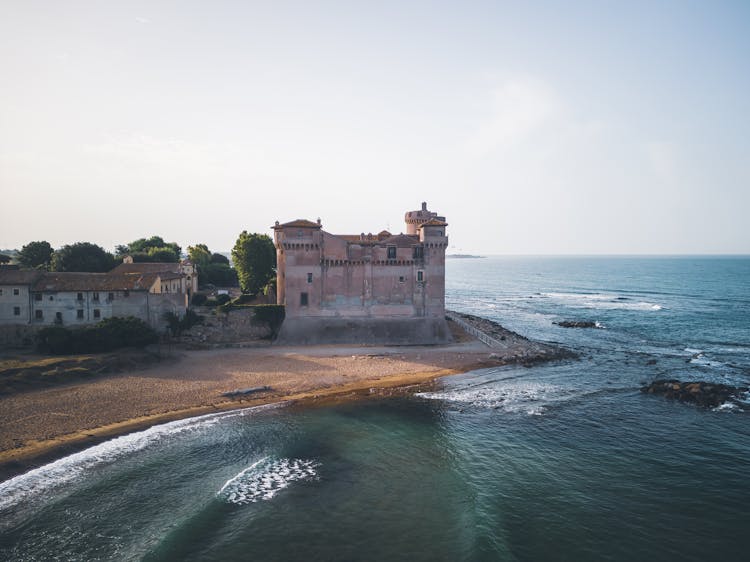 Drone Shot Of Santa Severa Castle