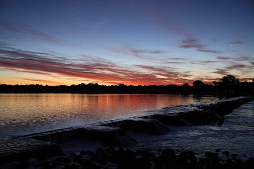 Waves in a Lake During Sunset 