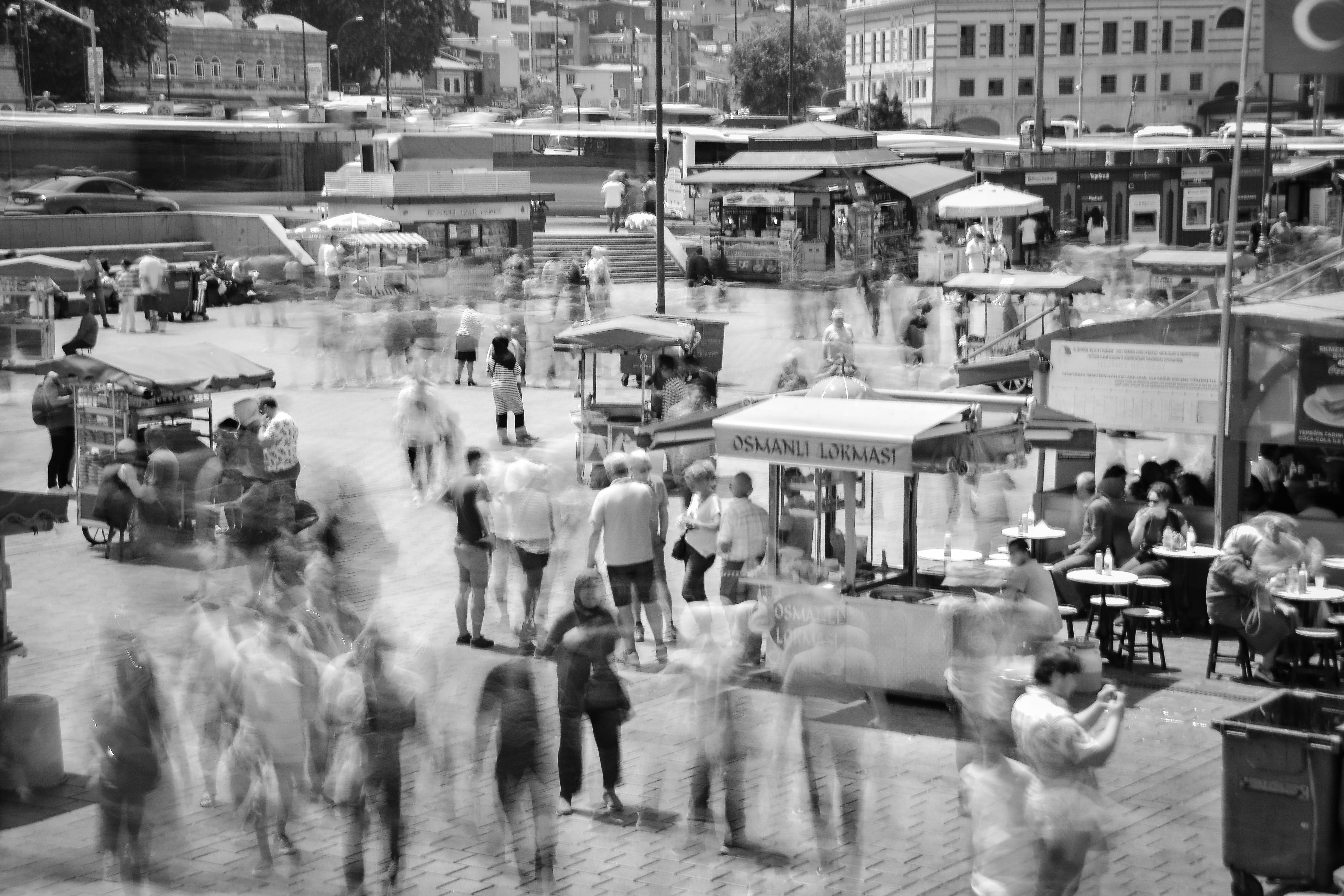 Long exposure captures bustling street life with blurred motion and people.. pexels, long, exposure