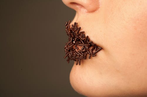 Lips Covered with Chocolate Sprinkles