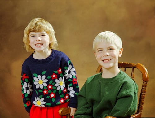 Brother and Sister Smiling Together