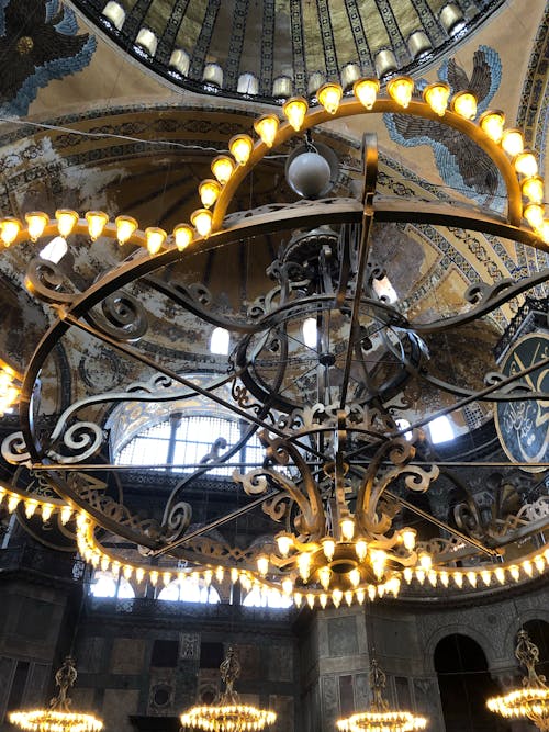 Chandeliers inside Hagia Sophia