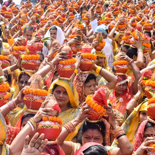 Women with Kalash on Head During Jagannath Temple Mangal Kalash Yatra, India